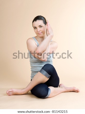 Yoga. Young girl goes in for sports.