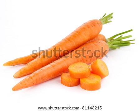 fresh carrots isolated on white background Royalty-Free Stock Photo #81146215