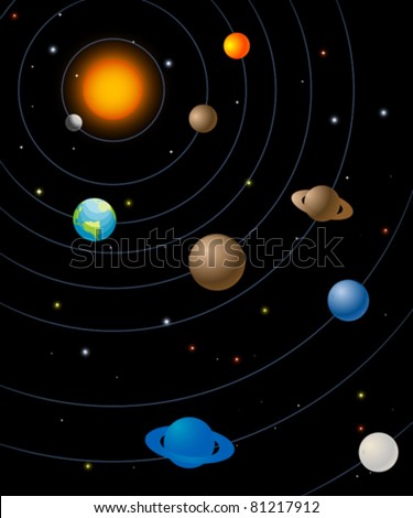 Solar system graphic, abstract art illustration