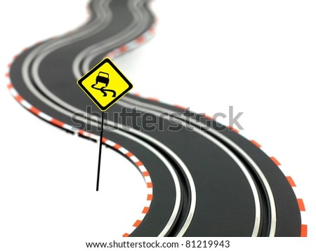 A slot car racing track isolated on a white background