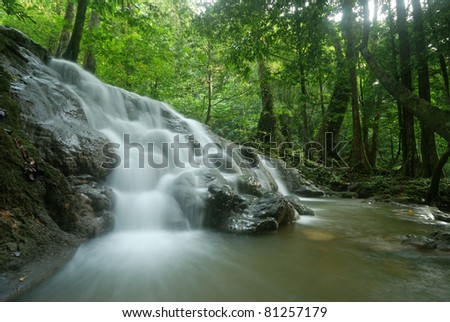 Waterfalls in the tropical forests of Thailand is a tourist place.