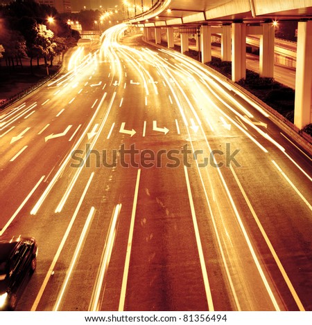 traffic in night in shanghai china.