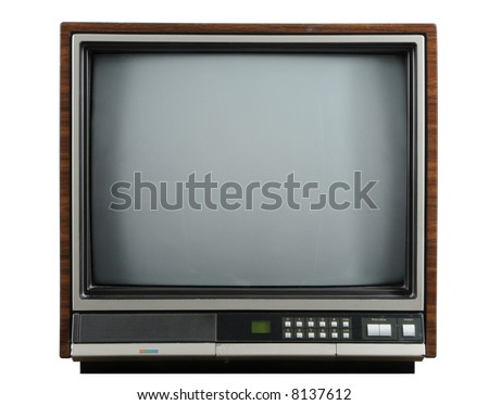 Vintage television isolated on a white background Royalty-Free Stock Photo #8137612