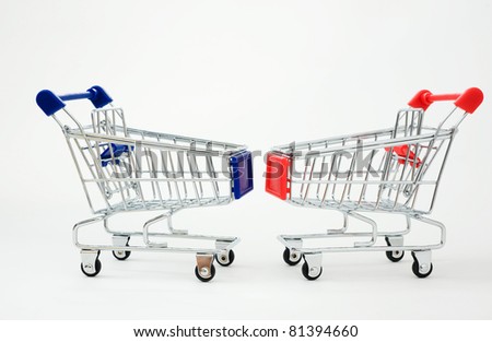 two shopping cart isolated  on the white