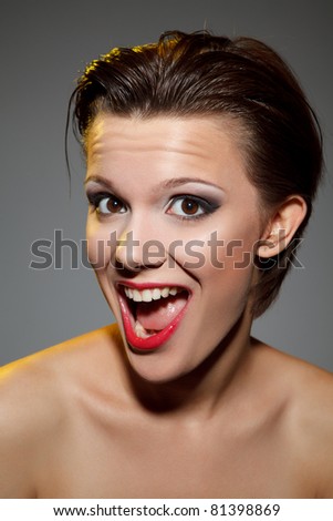 bright picture of surprised woman