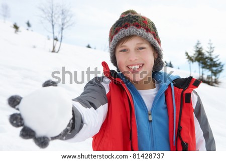 Pre-teen Boy On Winter Vacation