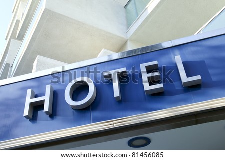 Light blue facade of modern new hotel