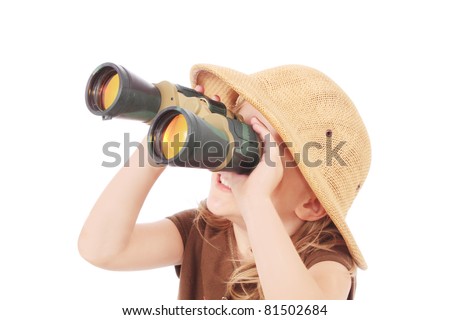 Little girl looking into binoculars