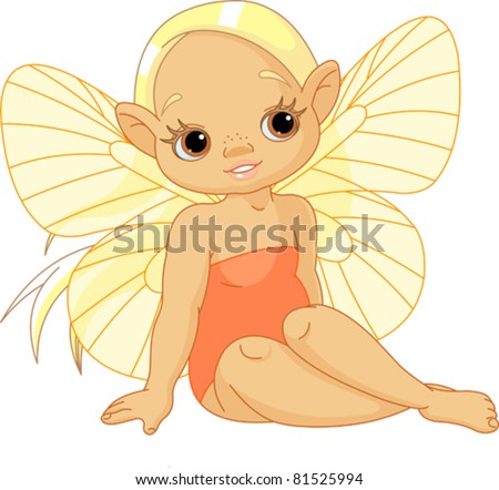 Illustration of Little sunny fairy sitting