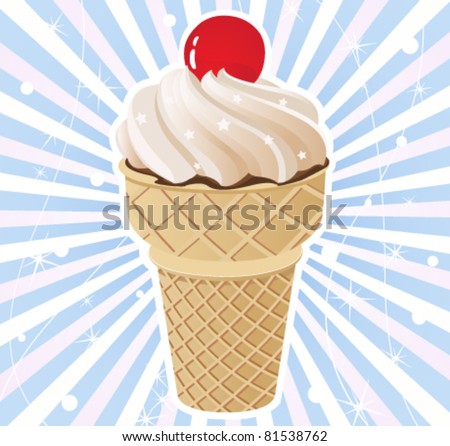 Ice cream cone on a radiant background