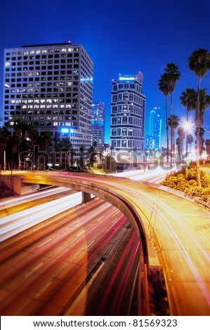 Los Angeles downtown at night Royalty-Free Stock Photo #81569323