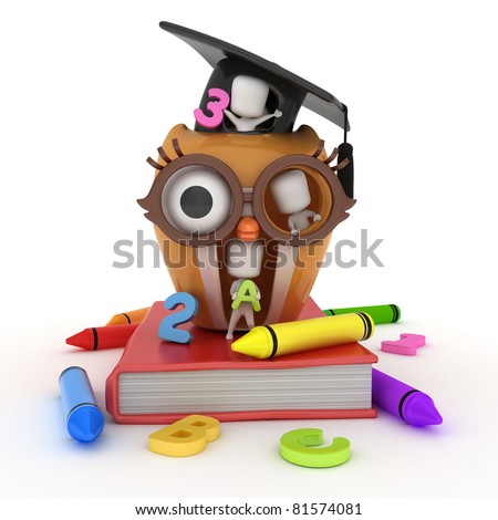 3D Illustration of Preschool Kids Playing in an Owl House
