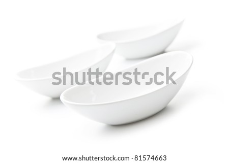 Three ceramic bowl on white background