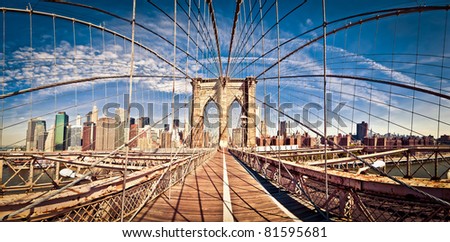 Panoramic shot of Brooklyn bridge