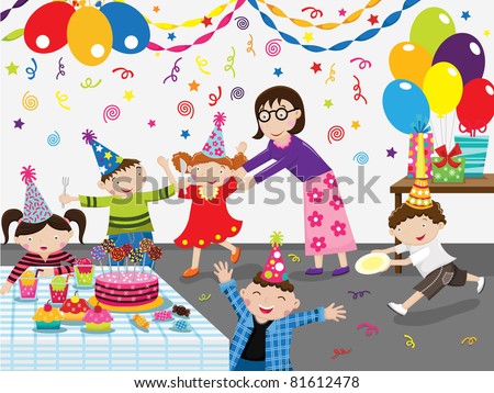 Cartoon Cute Kids Birthday Party Celebration