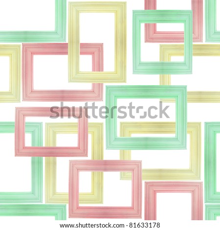 Seamless Background Pattern Made From Photographs of Pastel Wooden Frames.