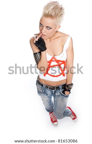 Punk girl with a cigarrete
