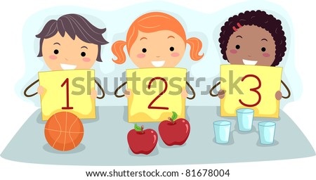 Illustration of Kids Holding Flash Cards with Numbers