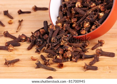 spice cloves in a bowl isolated on white
