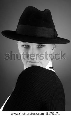 Photo of the woman in business costume of secret agent