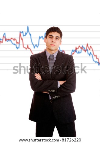 Portrait of a business man  with graph on background