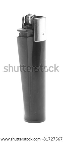 black lighter closeup on a white background