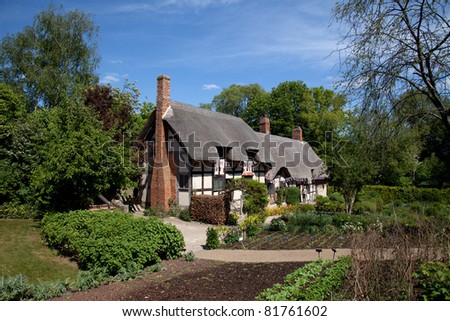 Anne Hathaway's Cottage where Shakespeare courted his future wife Straford Upon Avon England Royalty-Free Stock Photo #81761602