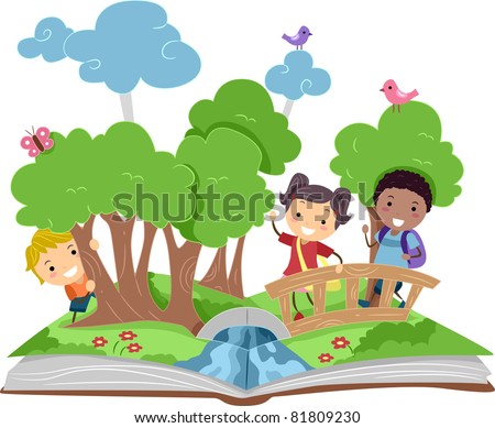 Illustration of a Pop Up Book with a Forest Theme
