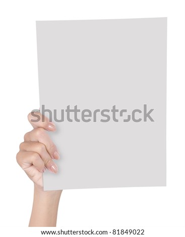  hand holding blank paper isolated on white background 3