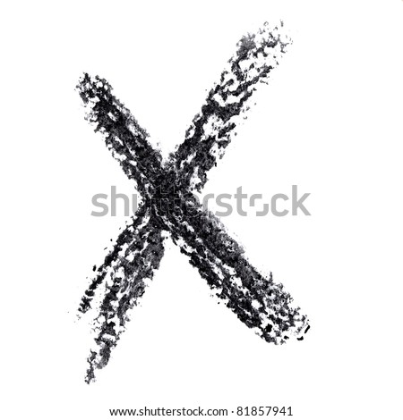 X - Hand-written alphabet isolated over the white background