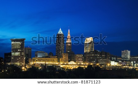 Night in the center of Cleveland, Ohio