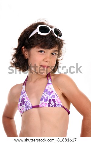 beautiful girl in bikini, child studio photo