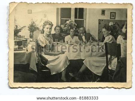Vintage photo of wedding reception (forties)