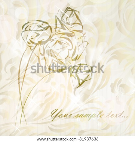 Hand drawing rose card with your text (vector version eps 10)
