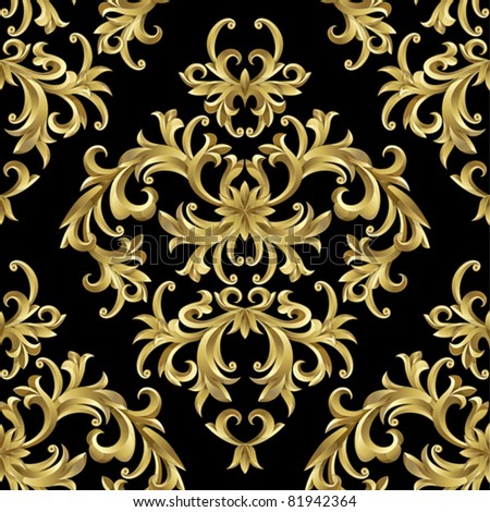Seamless from abstract gold plant. Clipping Mask.(can be repeated and scaled in any size)