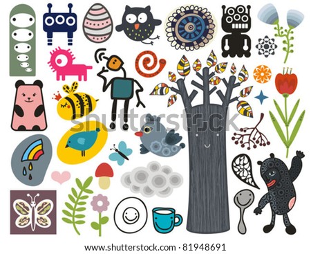 Mix of different vector images and icons. vol.12