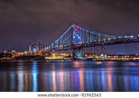 The Benjamin Franklin Bridge, originally named the Delaware River Bridge, is a suspension bridge across the Delaware River connecting Philadelphia, Pennsylvania and Camden, New Jersey.