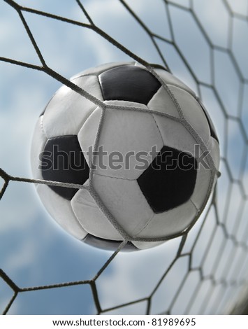 Picture of a soccer ball hitting the target