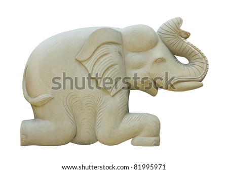 gray stone elephant statue on white background