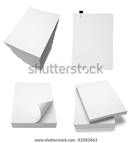collection of various stacks of papers on white background. each one is shot separately Royalty-Free Stock Photo #82082863