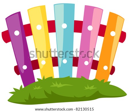 illustration of isolated colorful fence on white background