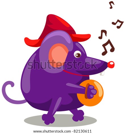 illustration of isolated mouse playing cymbals on white