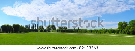 Panorama, landscaping architecture of royal  Chateau de Chambord Loire-et-Cher, France Royalty-Free Stock Photo #82153363