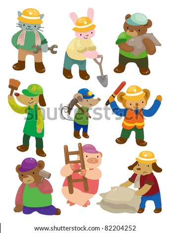 cartoon animal worker icons