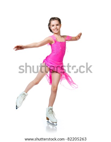 girl on skates isolated on a white background
