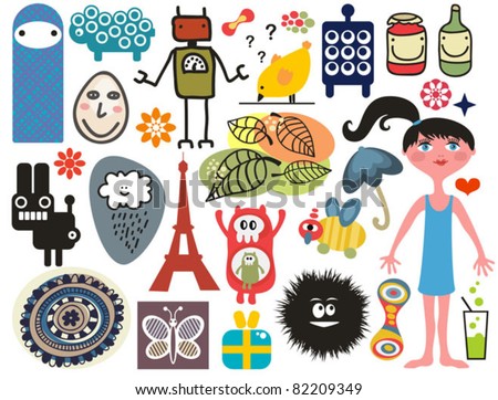 Mix of different vector images and icons. vol.14
