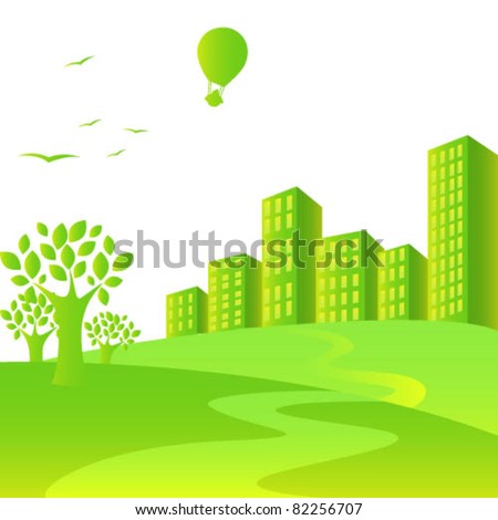 Green city isolated on white