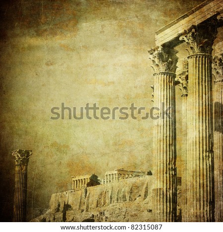Vintage image of greek columns, Acropolis, Athens, Greece Royalty-Free Stock Photo #82315087