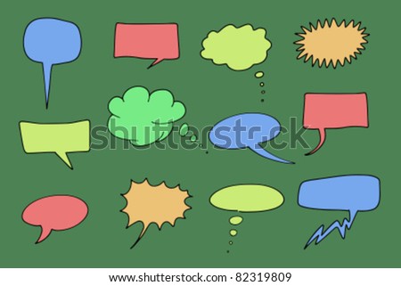 Communication speech bubbles set. Chat and thought illustration collection.