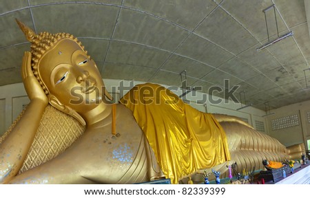 A reclining buddha statue at a temple in the Thai city of Hua Hin.
